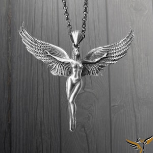 Sterling Silver Angel Necklace: Aphrodite Venus Female Body Pendant image 1