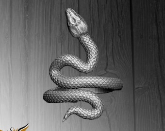 Sterling Silver Snake Ring: Adjustable Serpent Band, Animal Jewelry