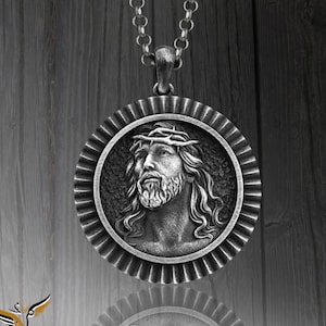 925 Sterling Silver Christian Themed Necklaces – Religious Jewelry, Cross, Saint Pendants, Spiritual Gifts, Faith Symbols, Jesus Head