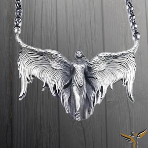 Handmade Sterling Silver Guardian Angel Cameo Pendant Necklace