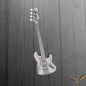 925 Sterling Silver Electric Bass Guitar Pendant - Handcrafted Musical Jewelry for Music Lovers - Unique Gift for Musicians