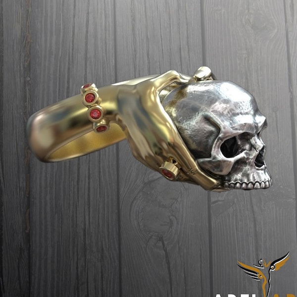 Sterling Silver Skull Ring: Gothic Hands, Punk Jewelry