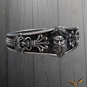 Zeus King Of The Gods Handmade Sterling Silver Band Ring For Men, Ancient Greek Gods Mythology Ring, Greek Silver Jewelry, Mythological Ring