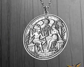 Sterling Silver Alchemy Medallion: Mythic Balance Pendant