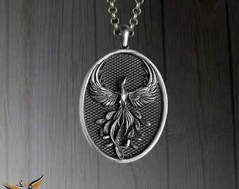 Handmade Sterling Silver Winged Phoenix Necklace: Viking Talisman