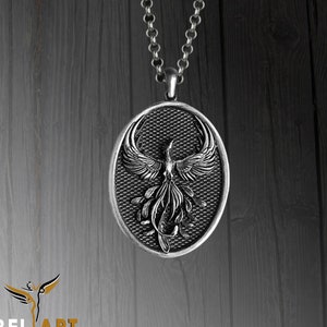 Handmade Sterling Silver Winged Phoenix Necklace: Viking Talisman