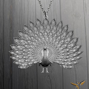 Pfau Halskette - Statement Majestätischer Vogel Schmuck - 3D Detaillierte Tier Halskette - Spiritueller Tier Totem Schmuck - Natur Inspiriertes Geschenk