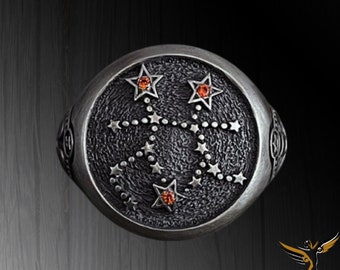 Gemini Constellation Ring: Oxidized Sterling Silver Zodiac Jewelry