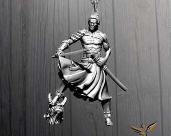 Sterling Silver Samurai Warrior Pendant: Japanese Bushido Sword Necklace