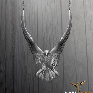 Soaring Eagle Necklace – Bold Sterling Silver Pendant for Men – Handcrafted Bird of Prey Jewelry –  Powerful Statement Necklace