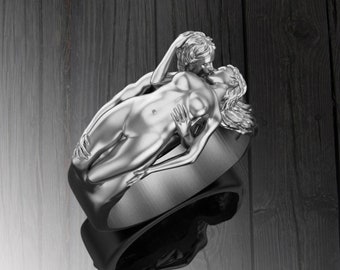 Sterling Silver Lovers Hug Ring: Romantic Couple Jewelry