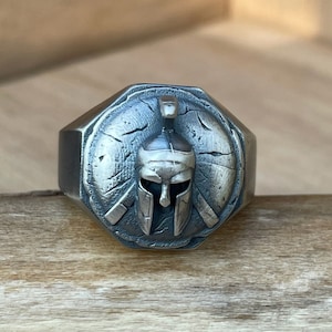 925k Sterling Gladiator Ring, Unique Helmet Spartan Ring, Greek Warrior Helmet Ring, Silver Spartan Jewelry, Gift fot Boyfriend