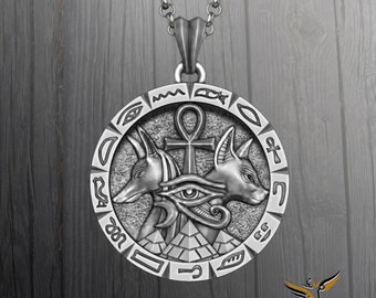 Collana Anubi in argento sterling realizzata a mano: ciondolo del dio egizio