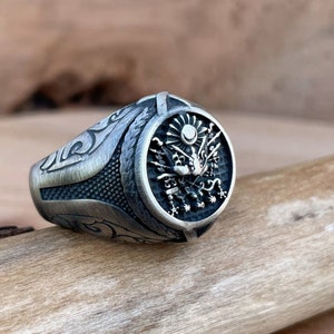 Handmade 925k Silver Ottoman Ring – Antique Turkish Jewelry – Men's Vintage Signet Ring – Symbol of Power and Heritage