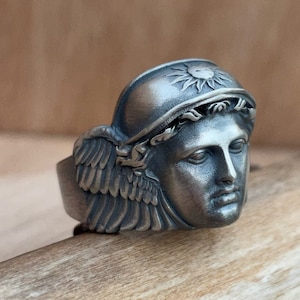 Hermes Herald of Greek Goddess Ring - 925 Sterling Silver, Greek Mythology Jewelry, Handmade Silver Ring, Gift for Men & Women