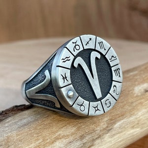 Aries Zodiac Sign Sterling Silver Ring: Handmade Astrology Jewelry