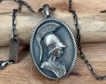 Sterling Silver Athena Pendant: Greek Goddess Necklace, Handmade Jewelry