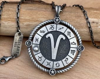 Handmade Sterling Silver Aries Zodiac Necklace - Birthday Gift