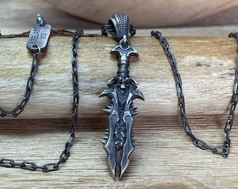 Gladiator Sword Necklace – 925 Sterling Silver Roman Sword Pendant, Handmade Warrior Jewelry for Men