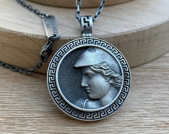 Sterling Silver Athena Pendant: Greek Goddess Necklace, Handmade Jewelry