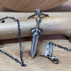 Gladiator Sword Necklace – 925 Sterling Silver Roman Sword Pendant, Handmade Warrior Jewelry for Men