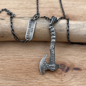 Viking Warrior Axe Pendant – 925 Sterling Silver Men&#39;s Necklace, Norse Mythology Jewelry, Nordic Biker Gift