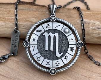 Ketting sterrenbeeld Schorpioen – 925 sterlingzilveren hanger met horoscoopsymbolen – Handgemaakte astrologische sieraden cadeau