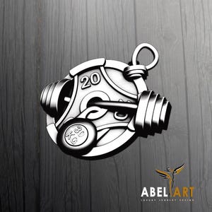 Sterling Silver Gym Fitness Pendant - Weightlifting Inspired Necklace - Barbell, Dumbbell, 20 KG Plate Design - Gift for Fitness Enthusiasts