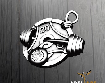 Sterling Silver Gym Pendant: Weightlifting Barbell & Dumbbell Necklace