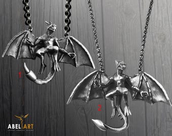Sterling Silver Baphomet Pendant: Handmade Gothic Lucifer Necklace