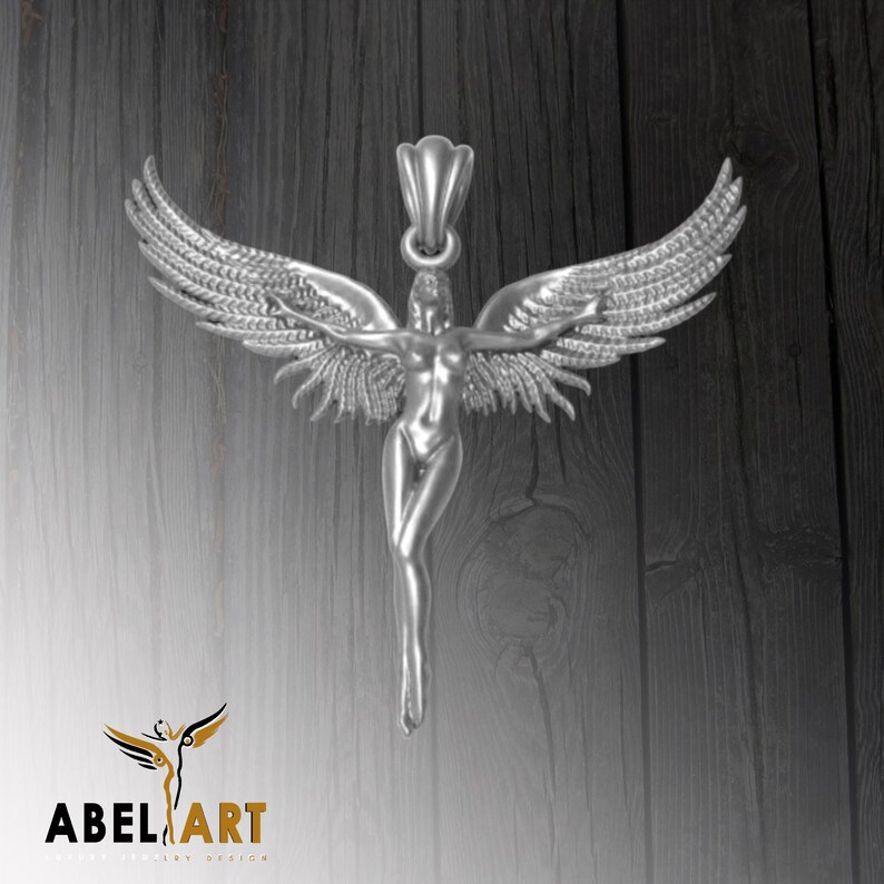 Angel Female Body Necklace Sterling Silver Cool Woman Pendant Female Angel Necklace Aphrodite Venus Woman Body Necklace Female Figure Torso