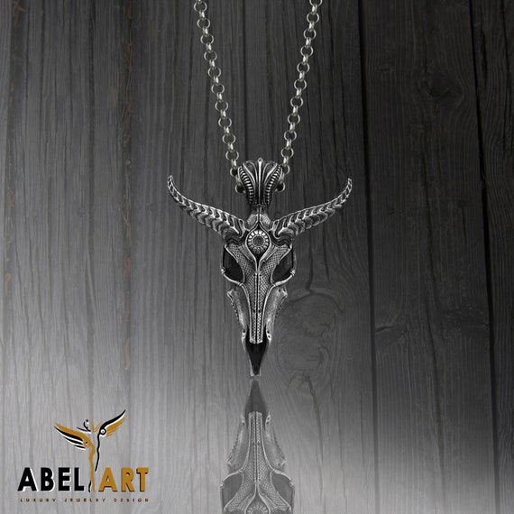Collana Satanica Con Sigillo Del Leviatano E Croce – Argento Sterling 925 – Ciondolo Baphomet – Gioielli Uomo E Donna – Regalo In Confezione Regalo