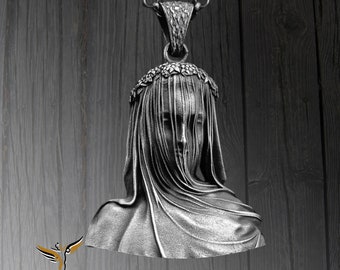 Veiled Virgin Sterling Silver Necklace: Vestal Woman Pendant