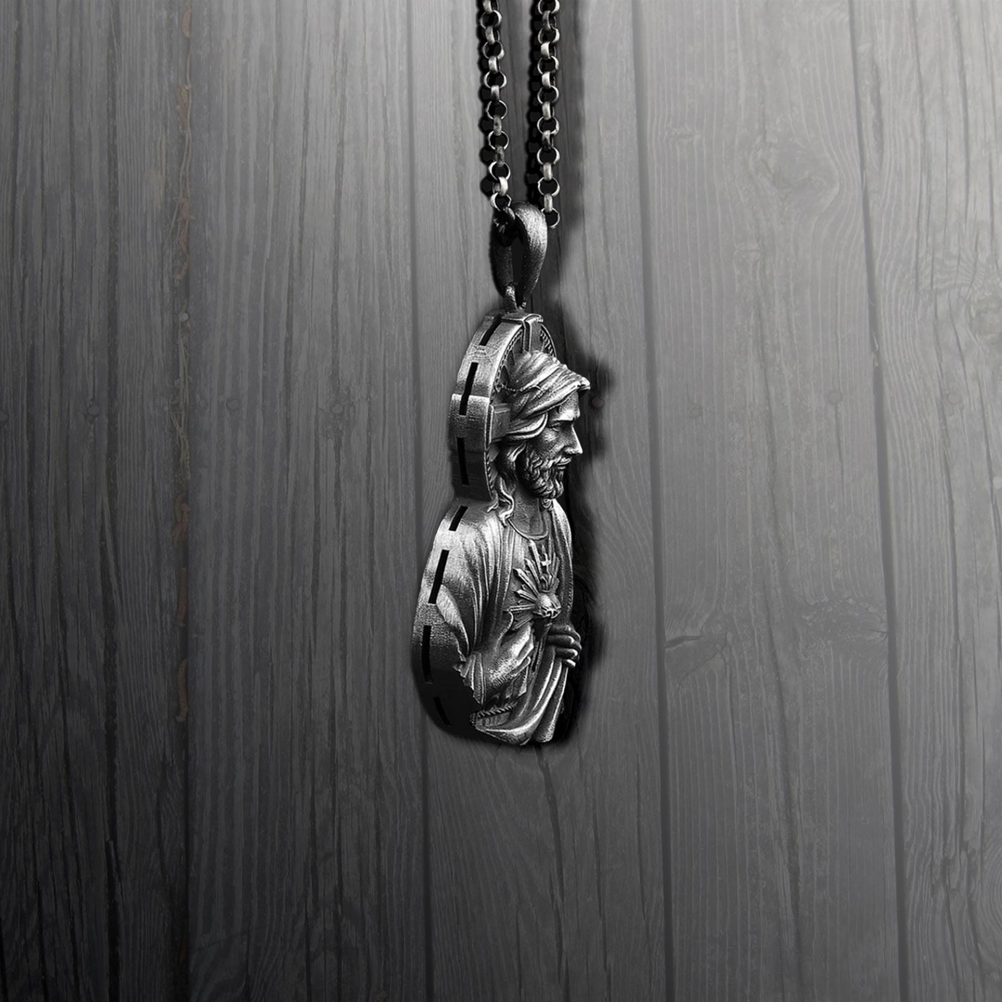 Sacred Heart of Jesus Pendant: 925 Sterling Silver Religious Jewelry - Etsy