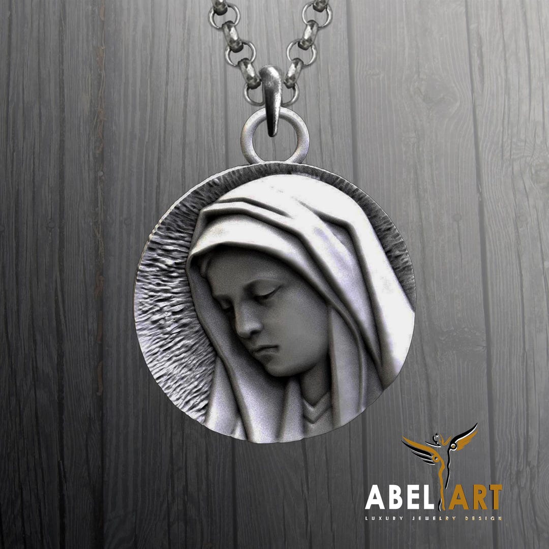 Virgin Mary Pendant Necklace: Sterling Silver Our Lady of Grace ...