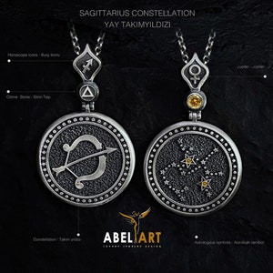 Sagittarius Sterling Silver Men Charm Necklace Gift for him, Zodiac Men Jewelry, Astrology Pendant, Sagittarius  Necklace  Birthday Gift Men