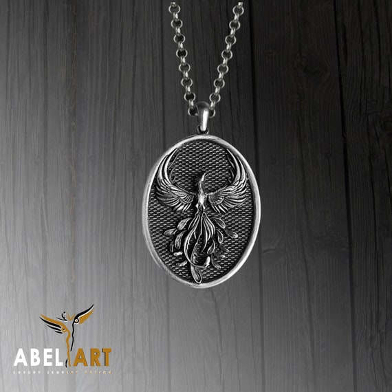 Handmade Sterling Silver Winged Phoenix Necklace: Viking Talisman