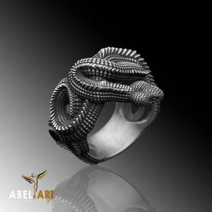 Elegant Serpent Sterling Silver Snake Ring - 925 Silver Wrap Ring - Symbolic Serpent Jewelry for Men and Women - Handmade Gothic Ring