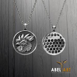 Rooster Spirit Pendant - 925 Sterling Silver Handmade Necklace - Symbol of Strength and Courage
