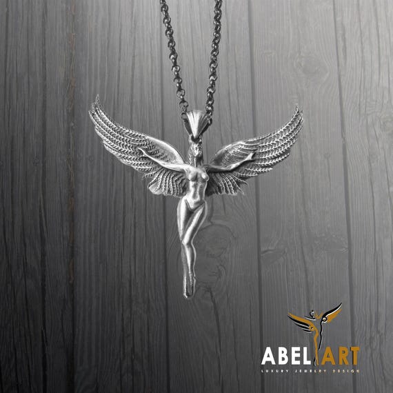 Sterling Silver Angel Necklace: Aphrodite Venus Female Body Pendant
