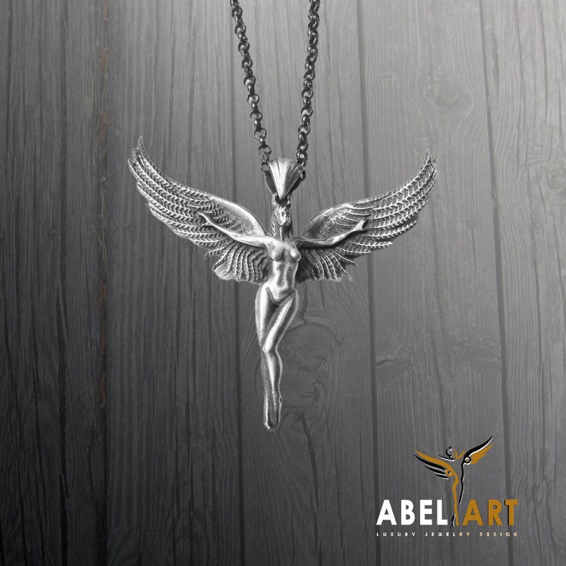 Sterling Silver Angel Necklace: Aphrodite Venus Female Body Pendant image 1