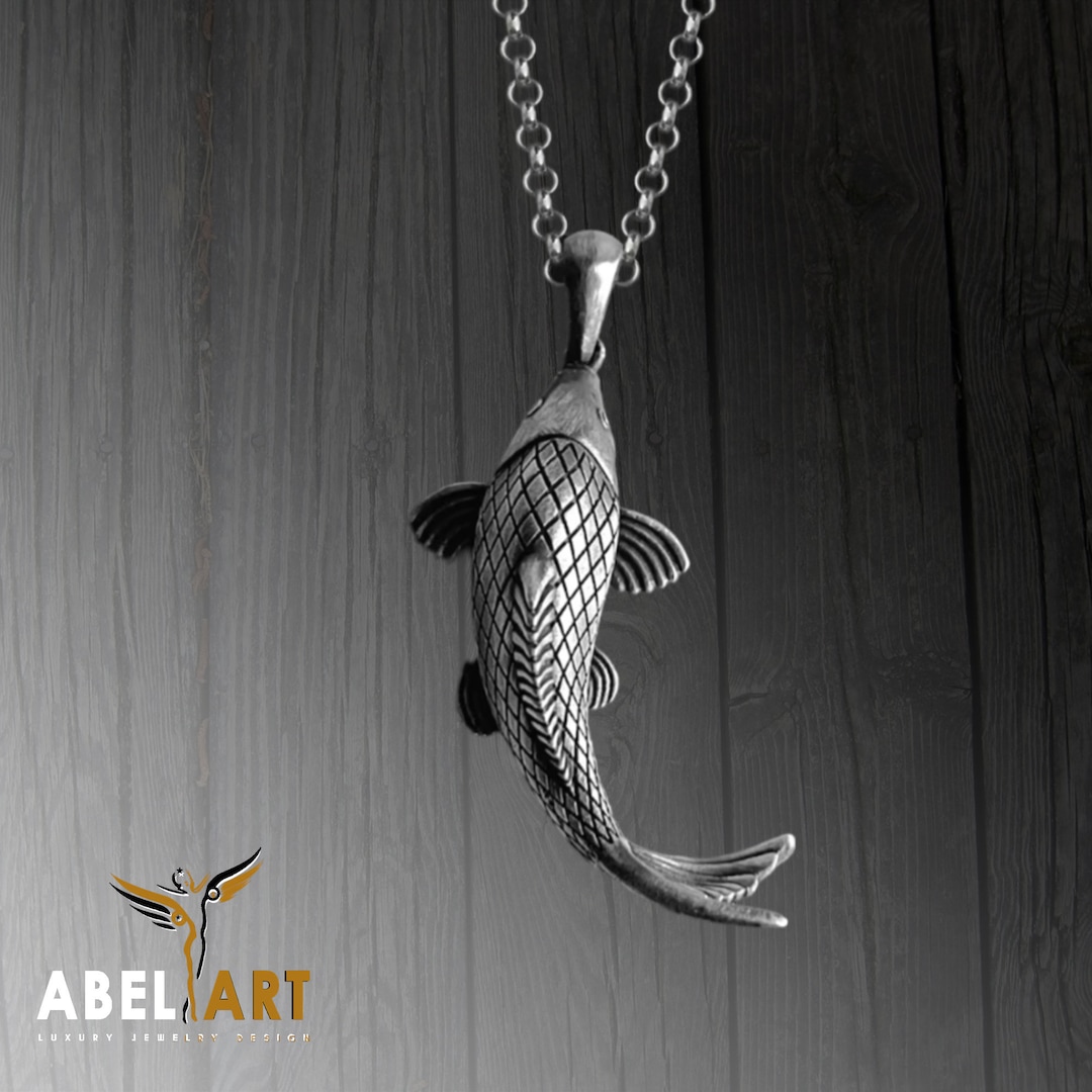 Sterling Silver Koi Fish Pendant Necklace: Lucky Fisherman Charm - Etsy
