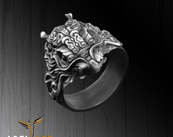 Anillo oxidado hecho a mano de plata de ley Dragon 925, regalo de anillo de dragón para novio, anillo de dragón de plata para hombres, anillos de dragón de plata de lujo para hombre
