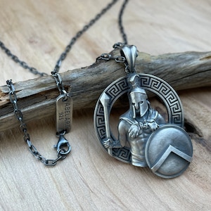 Spartan Silver Pendant,Warrior Helmet Pendant  Spartan Shield Pendant, Greek Warrior Necklace, Spartan Warrior Pendant, Men Silver Gift