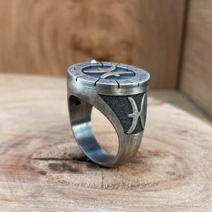 Men Pisces Sterling Silve Handmade Ring Birthday Gift, Pisces Zodiac Sign Jewelry, Astrology Rings, Pisces Zodiac Horoscope Birthday Gift image 4