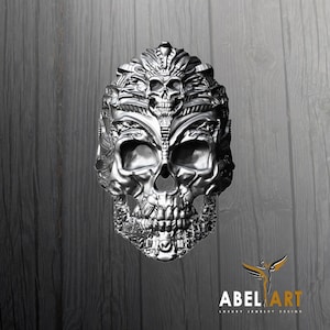 Egyptian Pharaoh Skull Ring – Sterling Silver Gothic Jewelry, Mummy Death Head Ring for Men