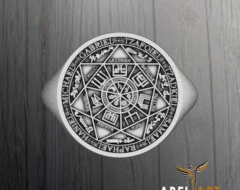 Archangel Sigil Sterling Silver Ring: Occult Talisman Jewelry