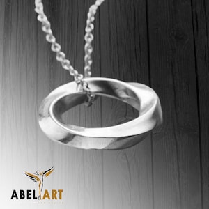 925 Sterling Silver Mobius Necklace, Mobius Pattern Necklace, Man or Women Band Mobius Jewellery, Personalised Secret Twist Mobius Necklace