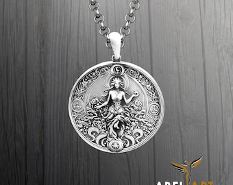 Sterling Silver Lilith Goddess Pendant: Empowering Woman Amulet