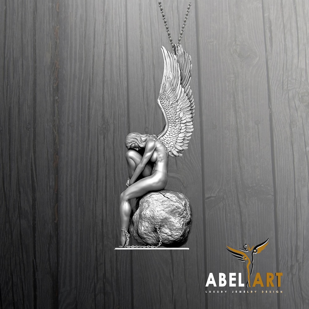 Fallen Angel Rhinestone Sterling Silver Fallen Angel Pendant: Gothic Winged Necklace - Etsy